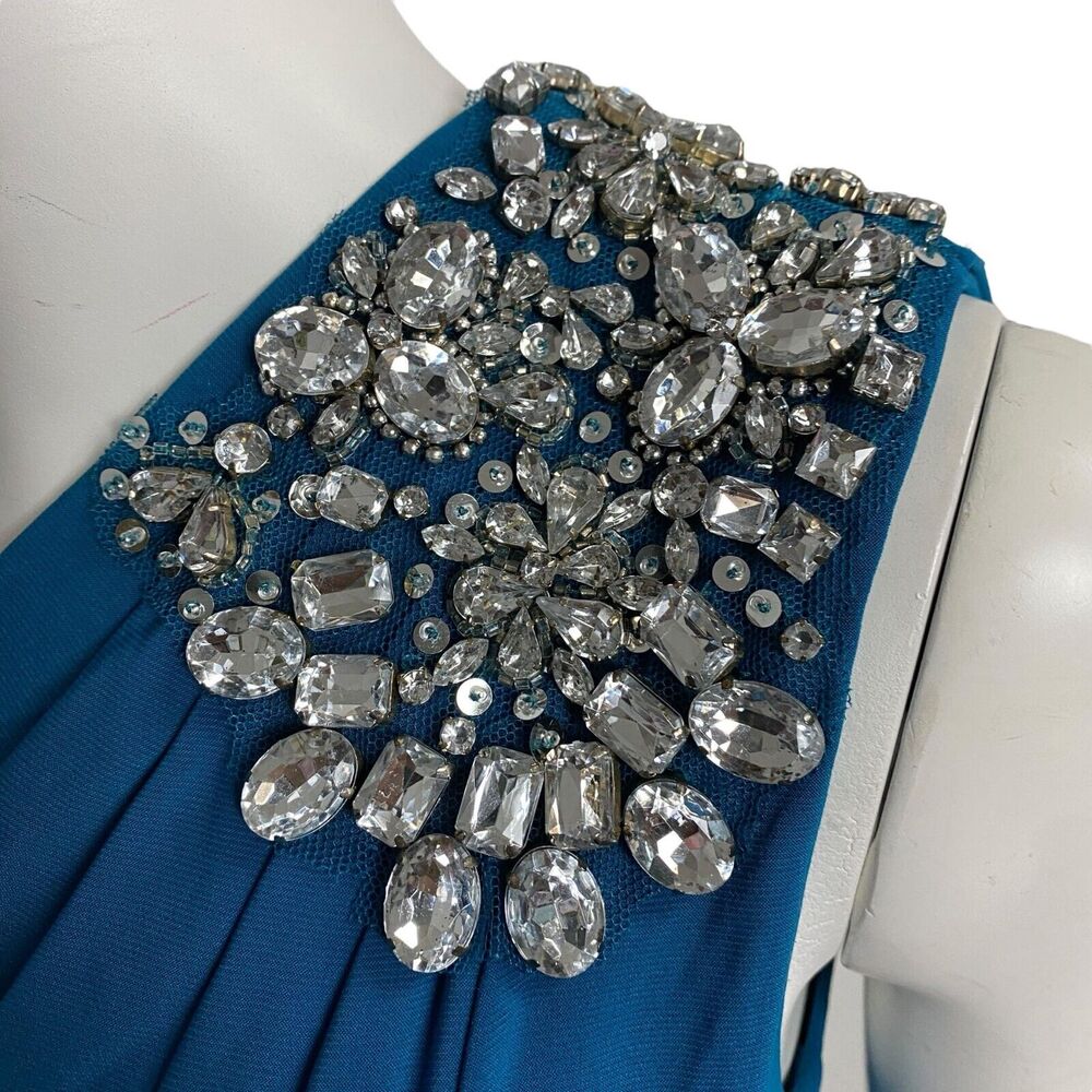 Cache Women's Blue one shoulder crystal Size 0 Evening Casual Mini Formal Dress - Picture 6 of 9